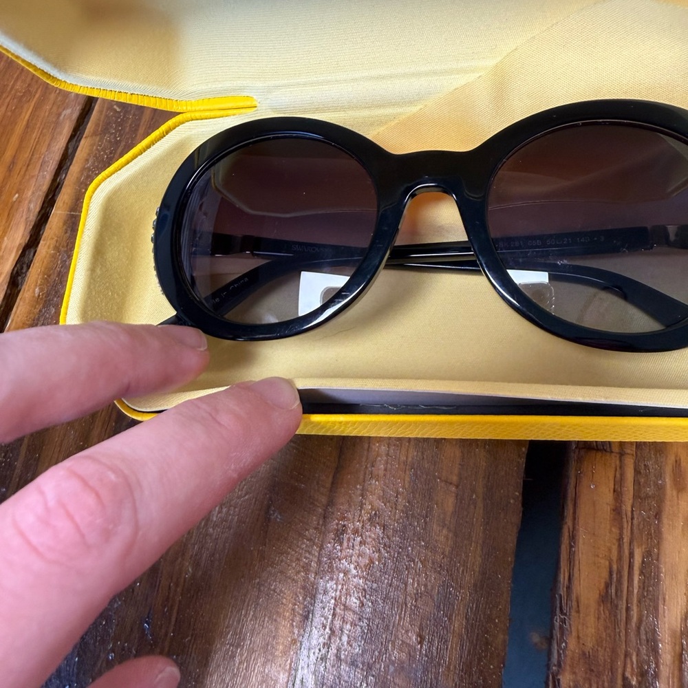 Swarovski Black Sunglasses with Yellow Case - Picture 10 of 12